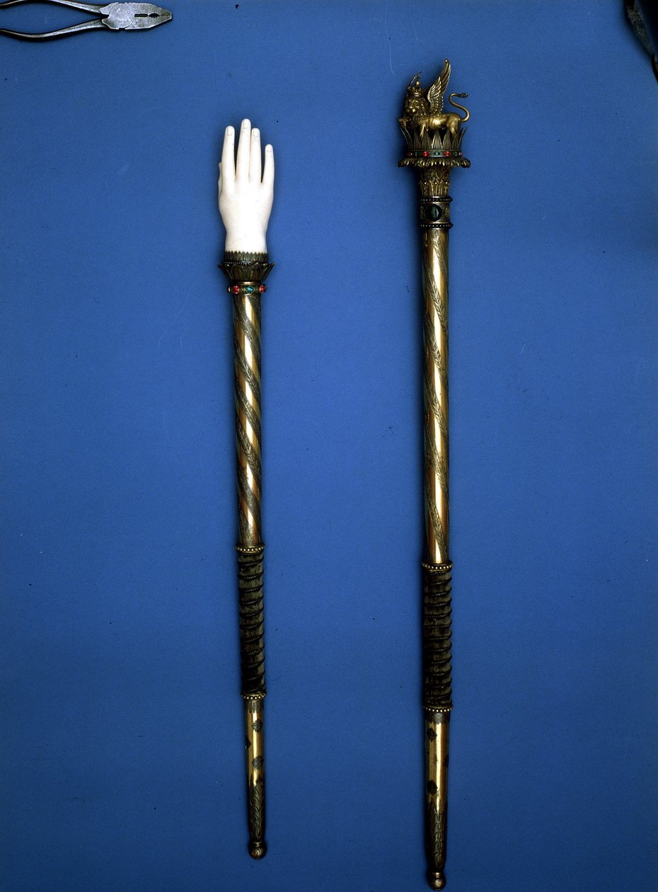 Sceptre brugt (retfærdighedens hånd) til kroningen af Napoleon, Italiens konge af Unknown artist