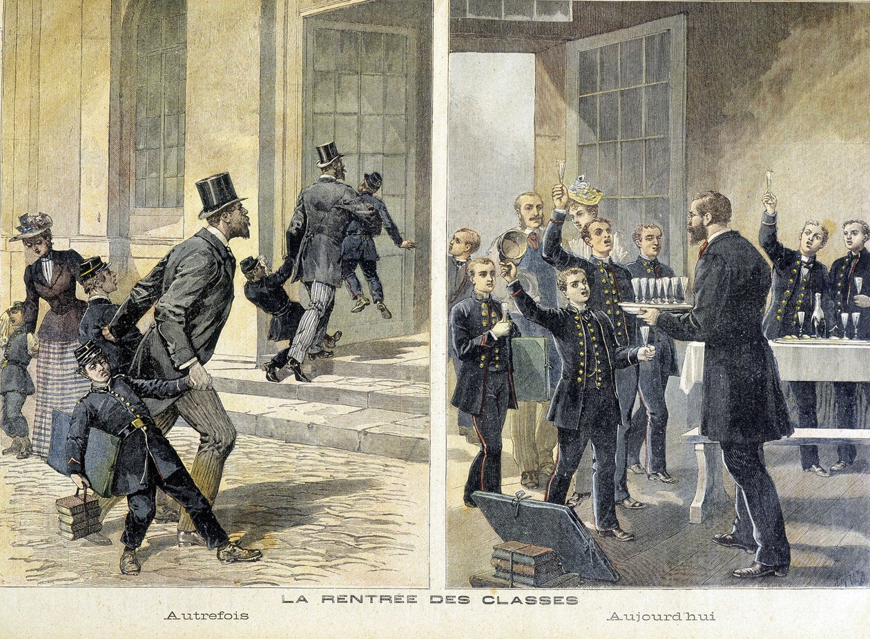 Skole: tilbage til skolen i går og i dag - i "" the Petity Journal" af Unknown artist