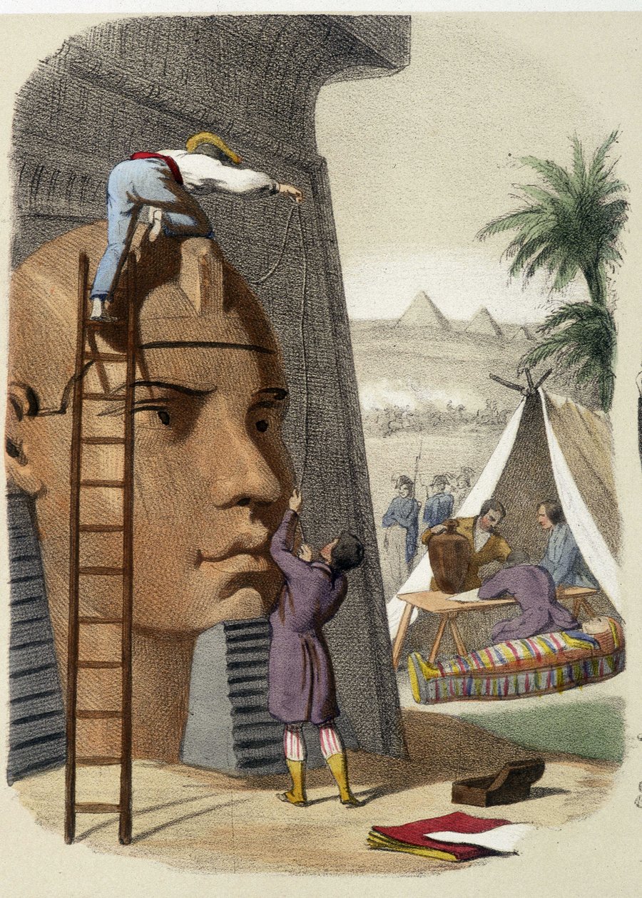 Egyptens videnskabelige kommission (mission af Jean Francois (Jean-Francois) Champollion). Indgravering af det 19. århundrede. af Unknown artist
