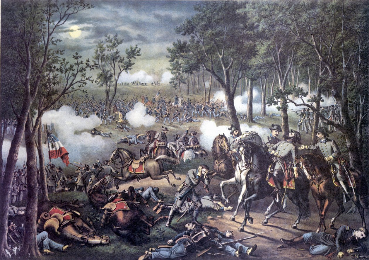 Løsrivelseskrig (eller amerikansk borgerkrig) (1861 - 1865): Chancellorsville-kampagne: Slaget ved Chancellorsville (Virginia) 30. april - 6. maj af Unknown artist