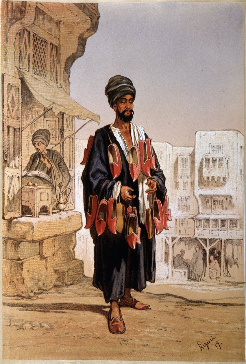 Sælger af hjemmesko og vandpibe ryger i Egypten af Unknown artist