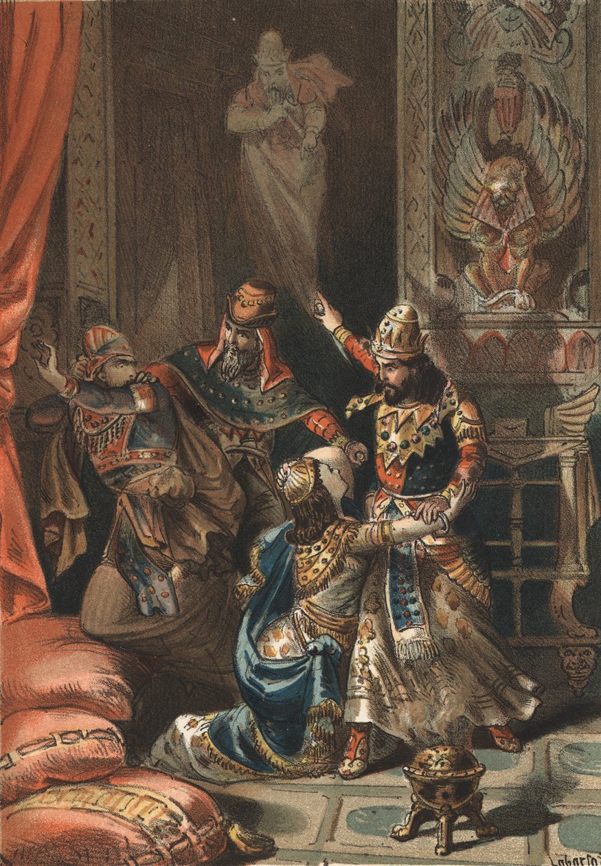 Semiramis, legendarisk dronning af Assyrien og Babylonien og hendes søn Ninias. af Unknown artist