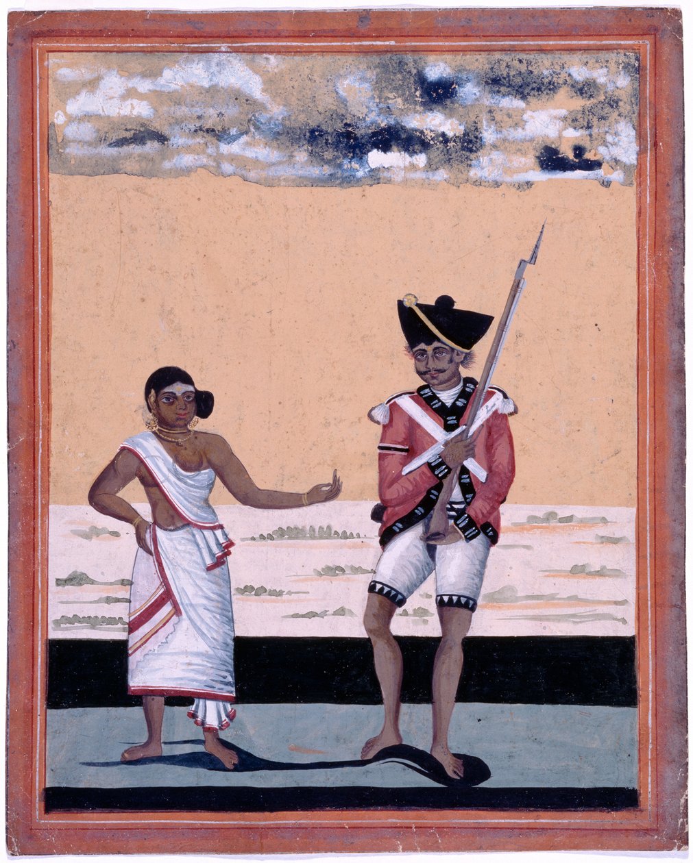 Sepoy fra Madras indfødte infanteri og hans kone af Unknown artist