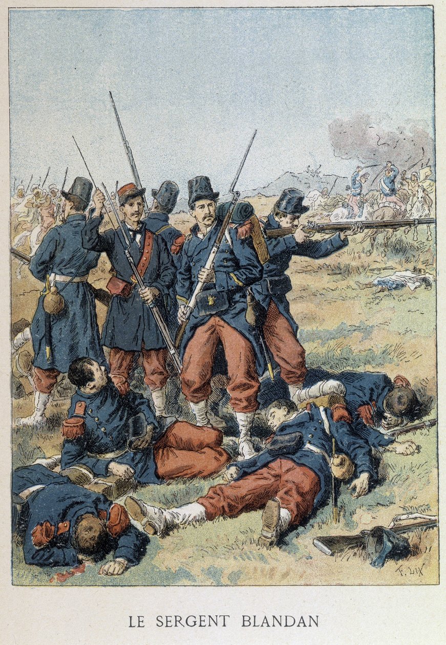 Sergent Blandan døde under erobringen af Algeriet i 1842 - i "" Histoire de France"" af Unknown artist