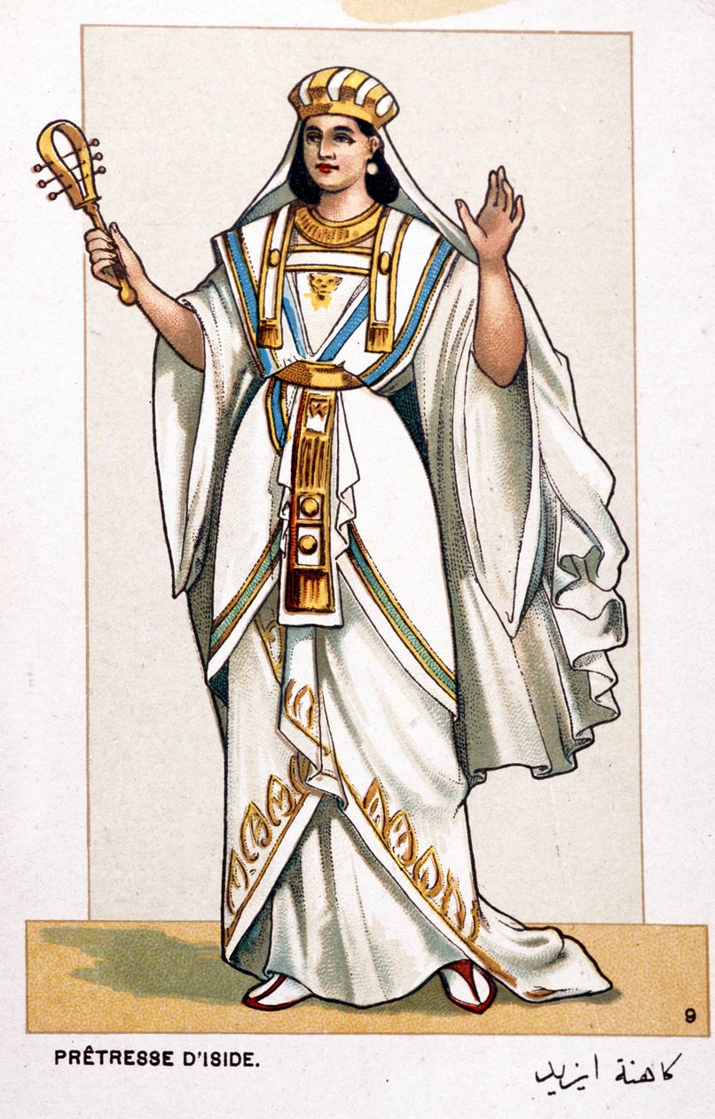 Serie af kromolitografier af operakostumer i anledning af den første repræsentation af Aida af Giuseppe Verdi: prætressen af Iside. 1872 af Unknown artist