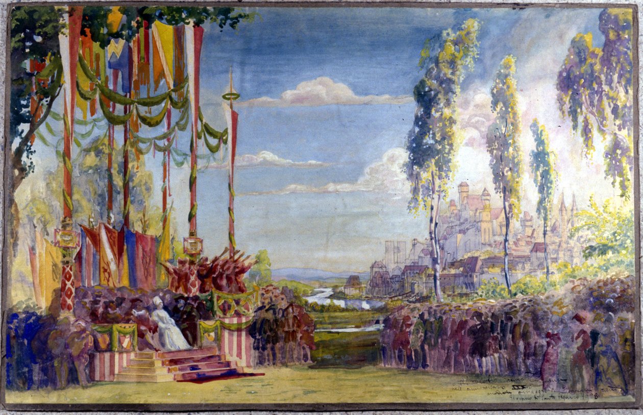 Set til "Die Meistersinger"" eller "Les maitres singteurs de Nuremberg""", opera af Richard Wagner. Akt II. af Unknown artist