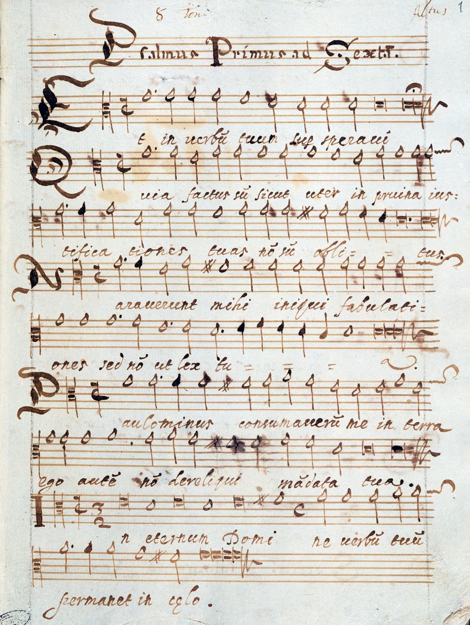 Nodeblad til Psalm for fire stemmer, som tilhørte kardinal Francesco Gonzaga af Unknown artist