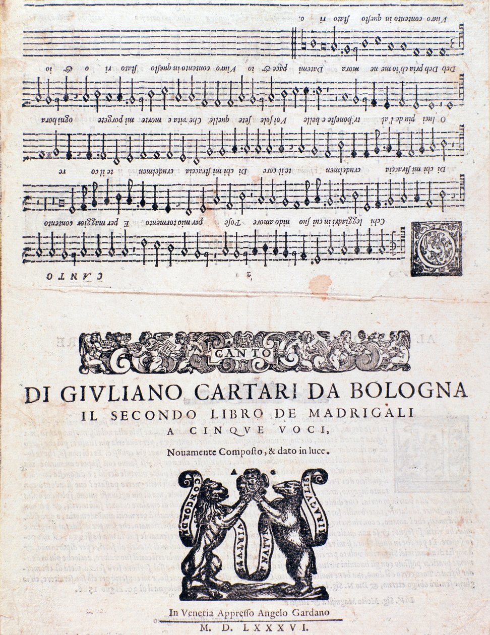Madrigalernes Nodeblad (2. bog) af Giuliano Cartari fra Bologna af Unknown artist