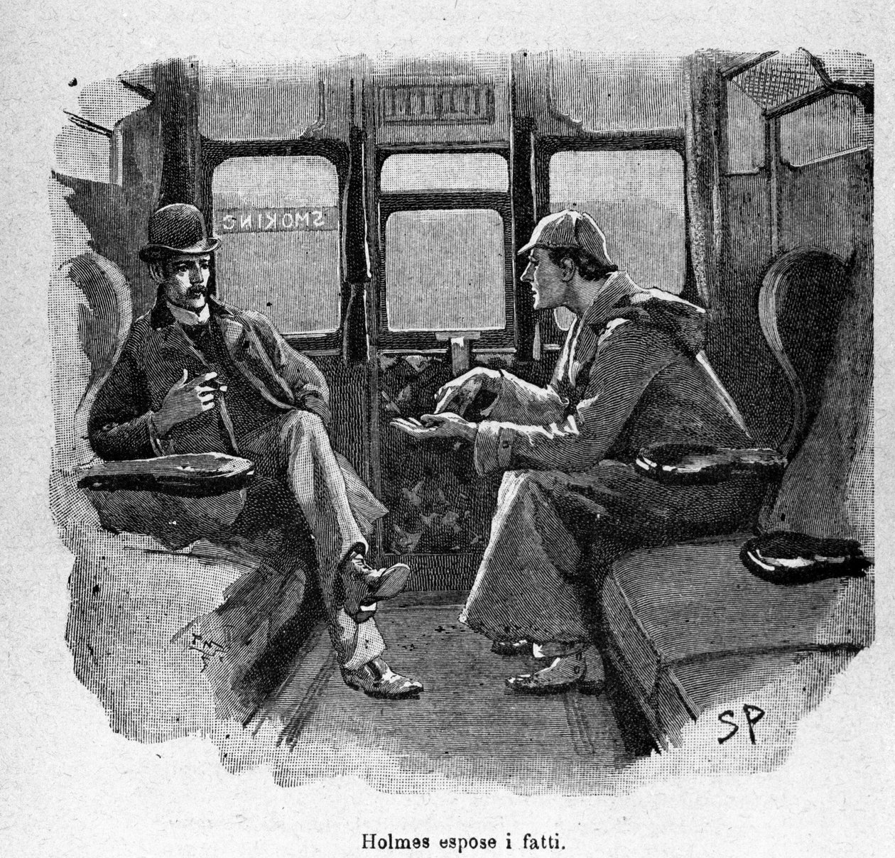 Sherlock Holmes forklarer fakta. af Unknown artist