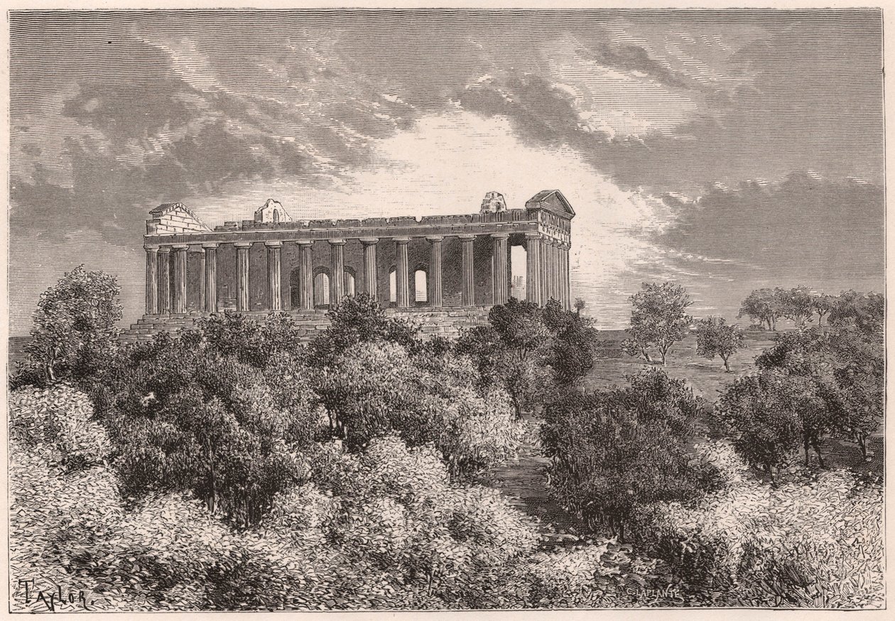 Sidebillede af det antikke helleniske Concord-tempel i Agrigento på Sicilien, Italien af Unknown