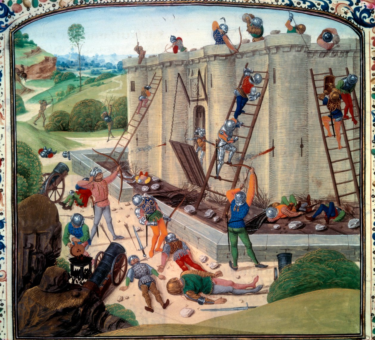 Belejring af Brest (1386 e.Kr.). Miniature i "" Chronicles"" af Jean Froissart (Folio 116v) af Unknown artist
