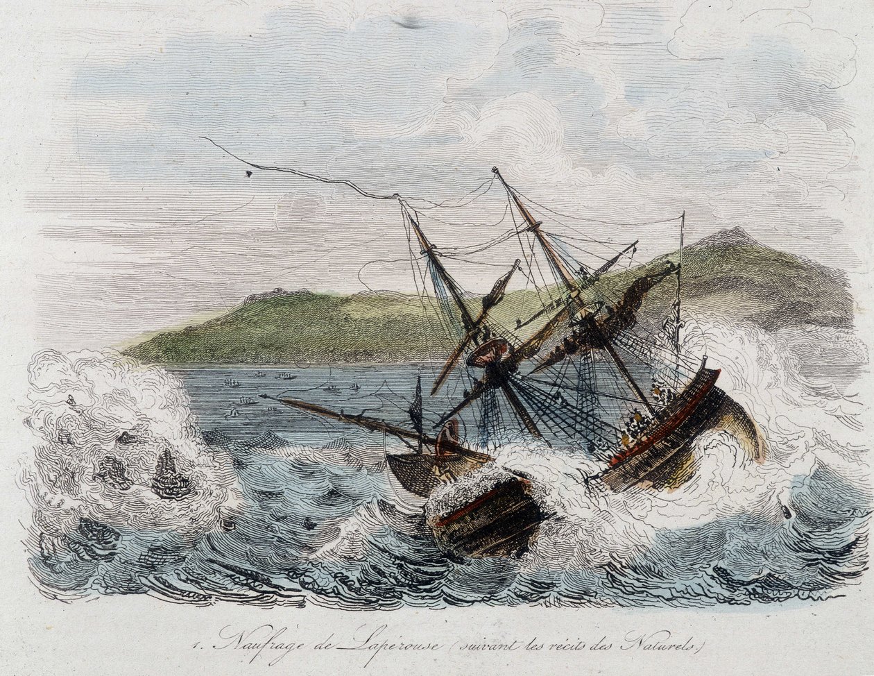 Sænkning af skibet af Jean-Francois Galaup, greve af La Perouse (Jean Francois Laperouse af Unknown artist