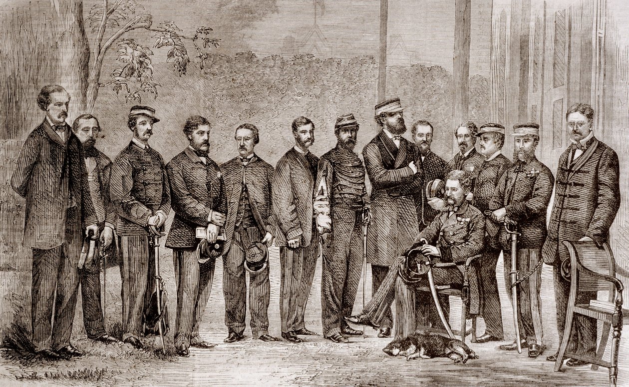 Sir James Hope Grant (1808-1875), en britisk soldat og hans stab under Anden Opiumskrig, som varede fra 1856 til 1860. af Unknown artist