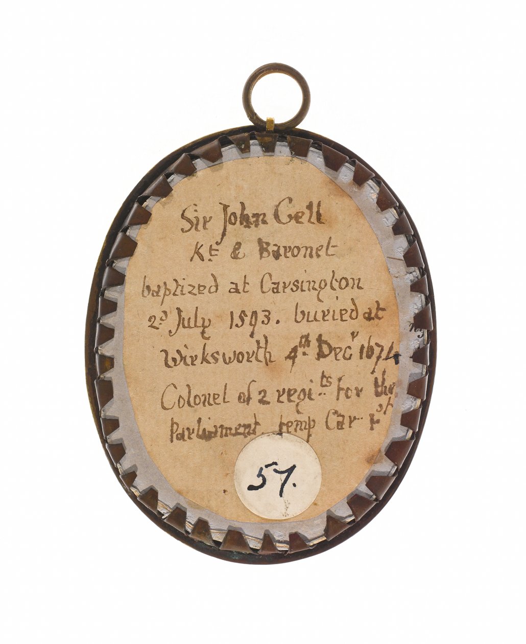 Sir John Gell 1650 circa (miniature på metal) af Unknown artist