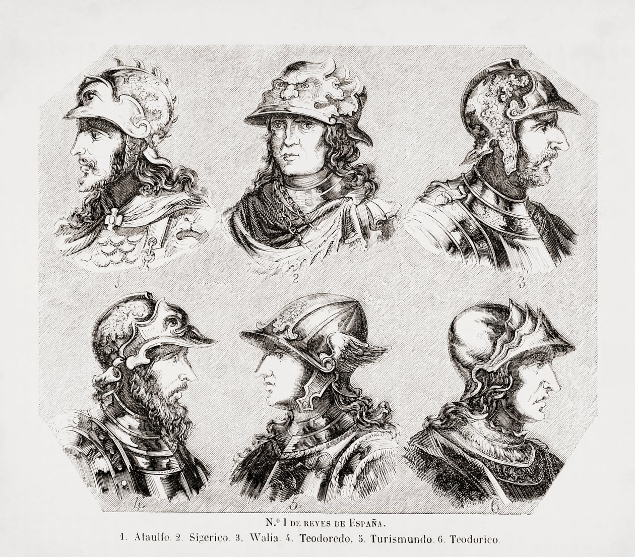 Seks vestgotiske konger af Spanien, af Unknown artist
