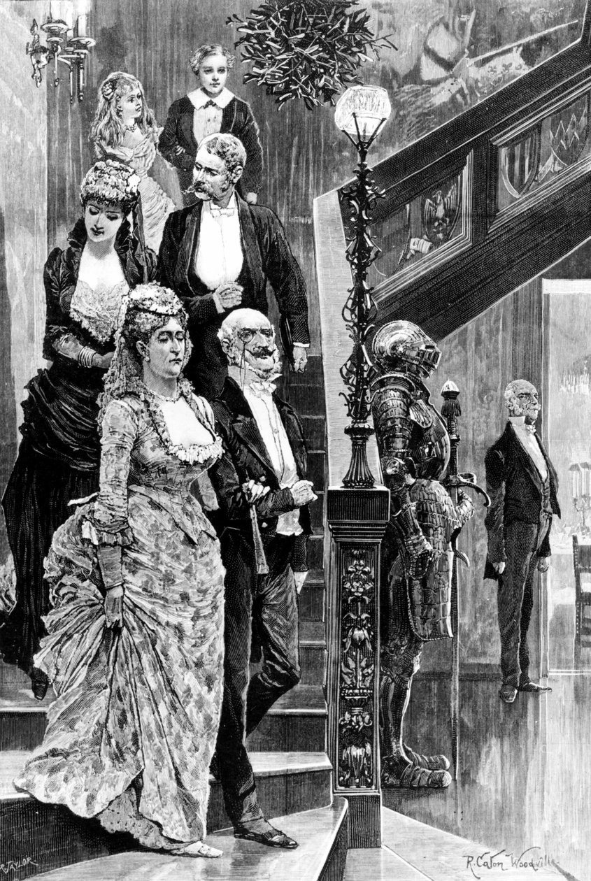 Social aften i London i victoriansk æra. Stik fra 2. halvdel af 1800-tallet. af Unknown artist