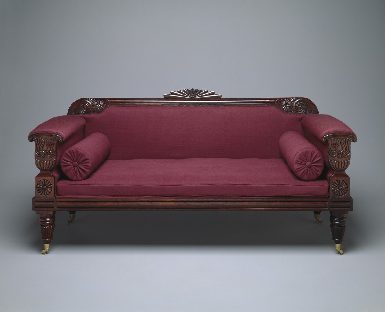 Sofa, ca. 1821-35 (palisander & fyrretræ med uldent polstring) af Unknown artist