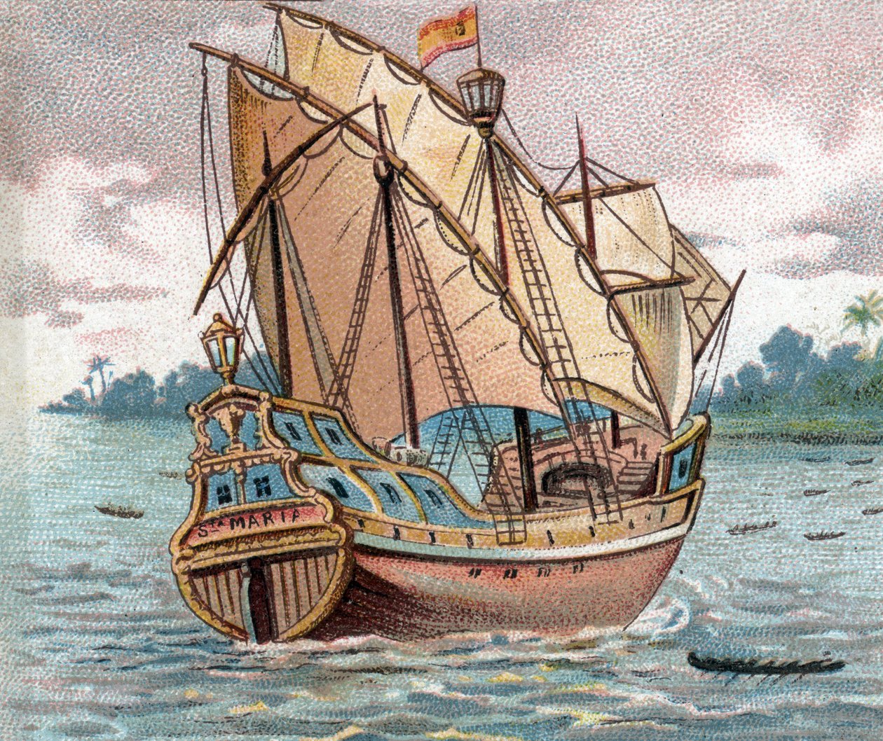 Spansk karavel slutningen af det 15. århundrede - Caravel sejlskib 15. århundrede af Unknown artist