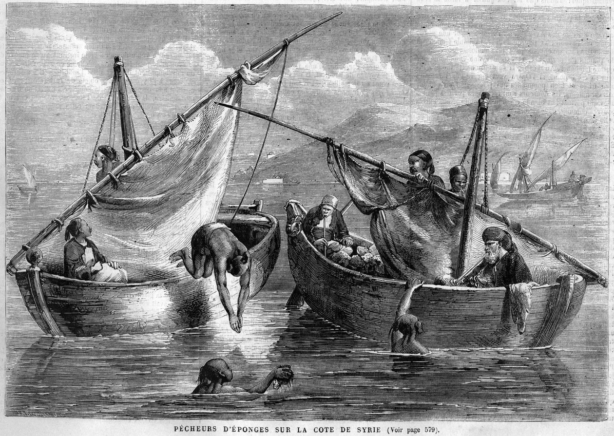 Svampefiskere på den syriske kyst i 1867 af Unknown artist