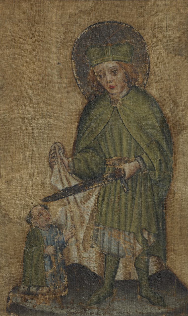 Skt. Martin og tiggeren, ca. 1440 (fugtolie på tekstil, sandsynligvis linned) af Unknown artist