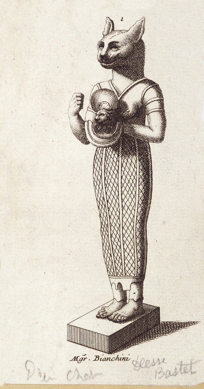 Statue af dansens gudinde, kattehovedbastet (det gamle Egypten). gudinde i gammel egyptisk religion, af Unknown artist