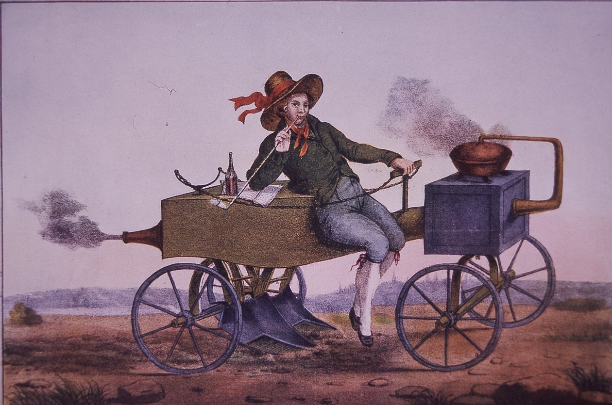 Dampplov, tidligt 1800-tal (farve litho) af Unknown artist