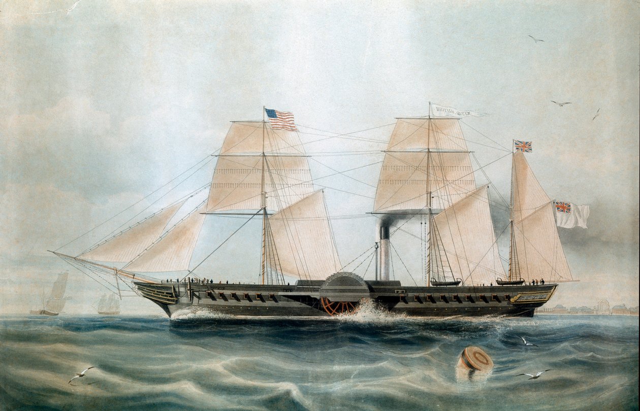 Steamer British Queen i 1840 (tryk fra 1800-tallet) af Unknown artist
