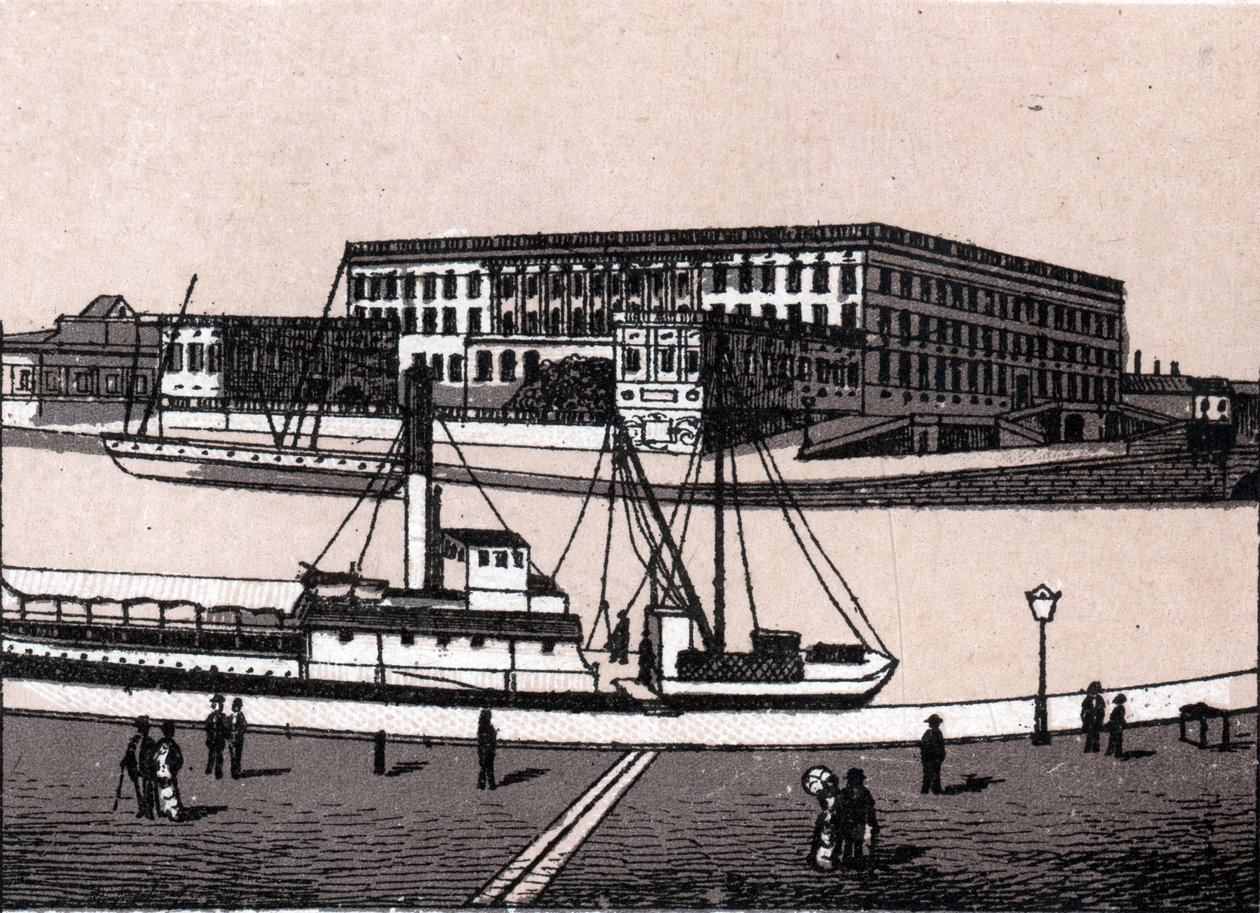 Stockholm, Sverige: udsigt over det kongelige slot (det kongelige slot). i "" Verden illustrerer 168 visninger"" Udateret (slutningen af det 19. århundrede) af Unknown artist