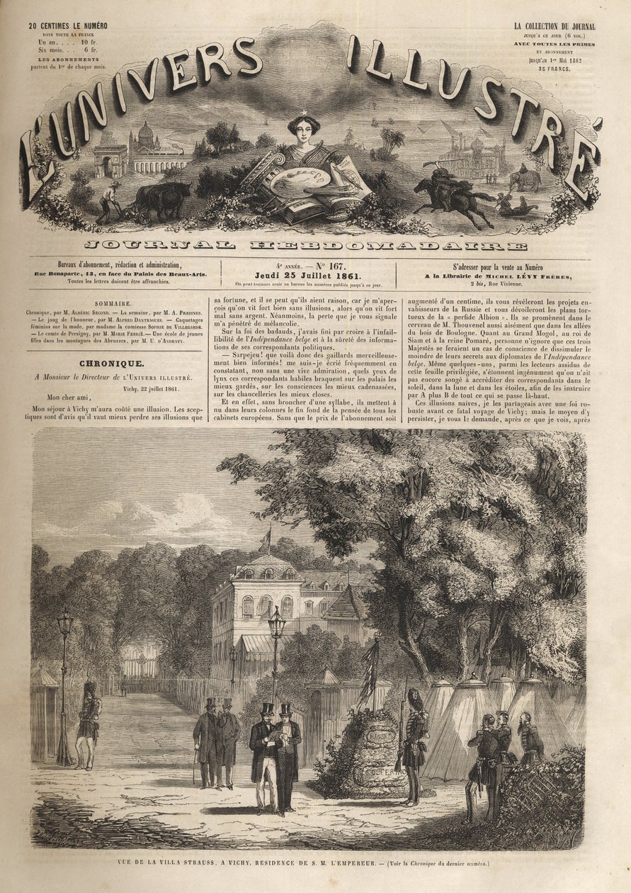 Strauss villa i Vichy - Strauss villa en Vichy residens for kejser Napoleon III (1808-1873) - det berømte univers fra 1861 af Unknown artist