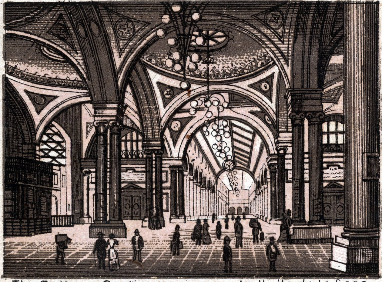 Stuttgart, Tyskland: udsigt over banegårdshallen. i "" Verden illustrerer 168 visninger"" Udateret (slutningen af 1800-tallet) af Unknown artist