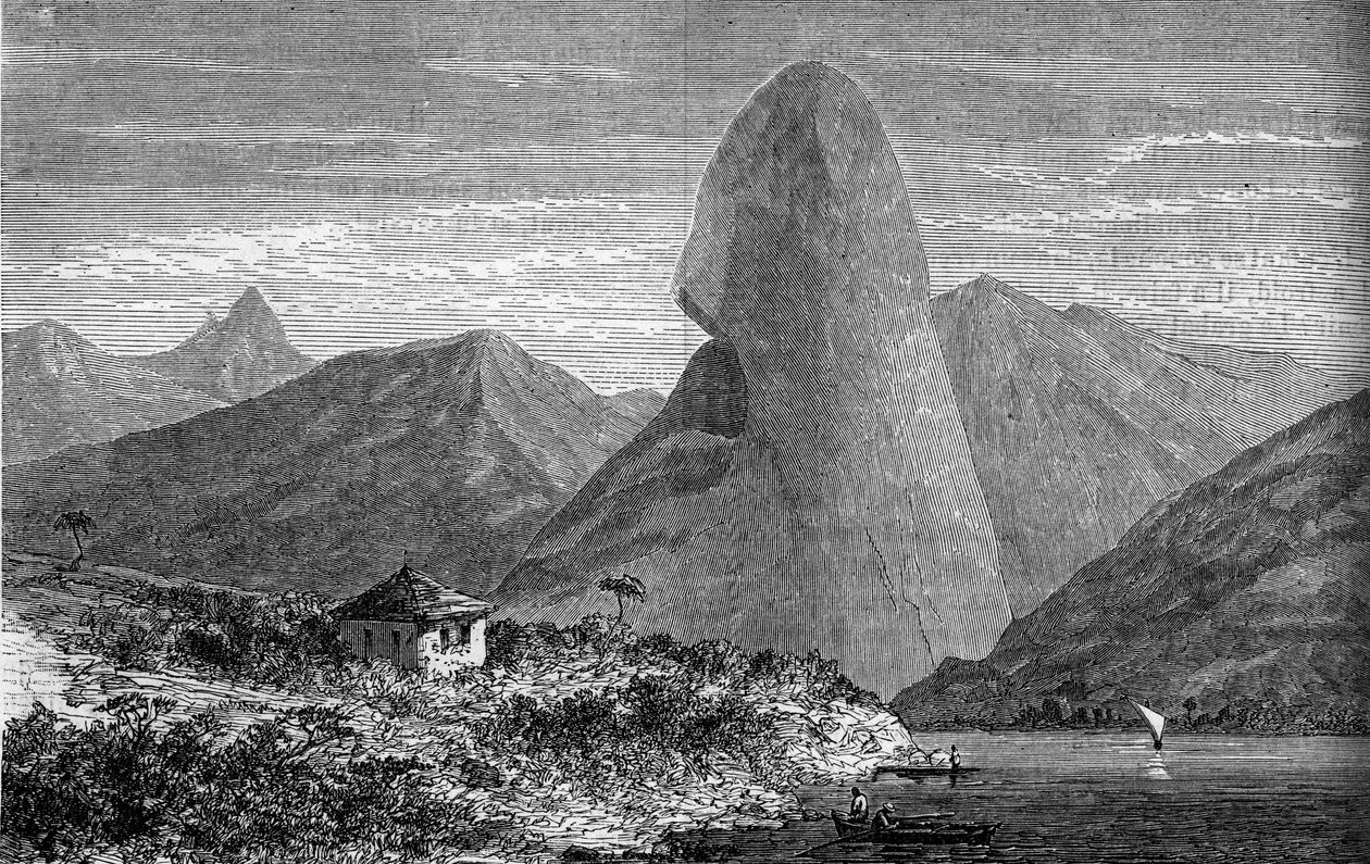 Sukkerbrød, nær Rio de Janeiro, Brasilien. Indgravering i "" The Journal of Youth "" af Unknown artist