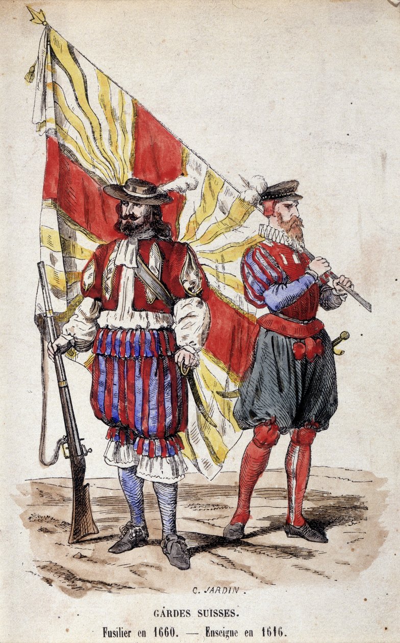 Schweizergarde: Fusilier i 1660 og Fændrik i 1616. af Unknown artist