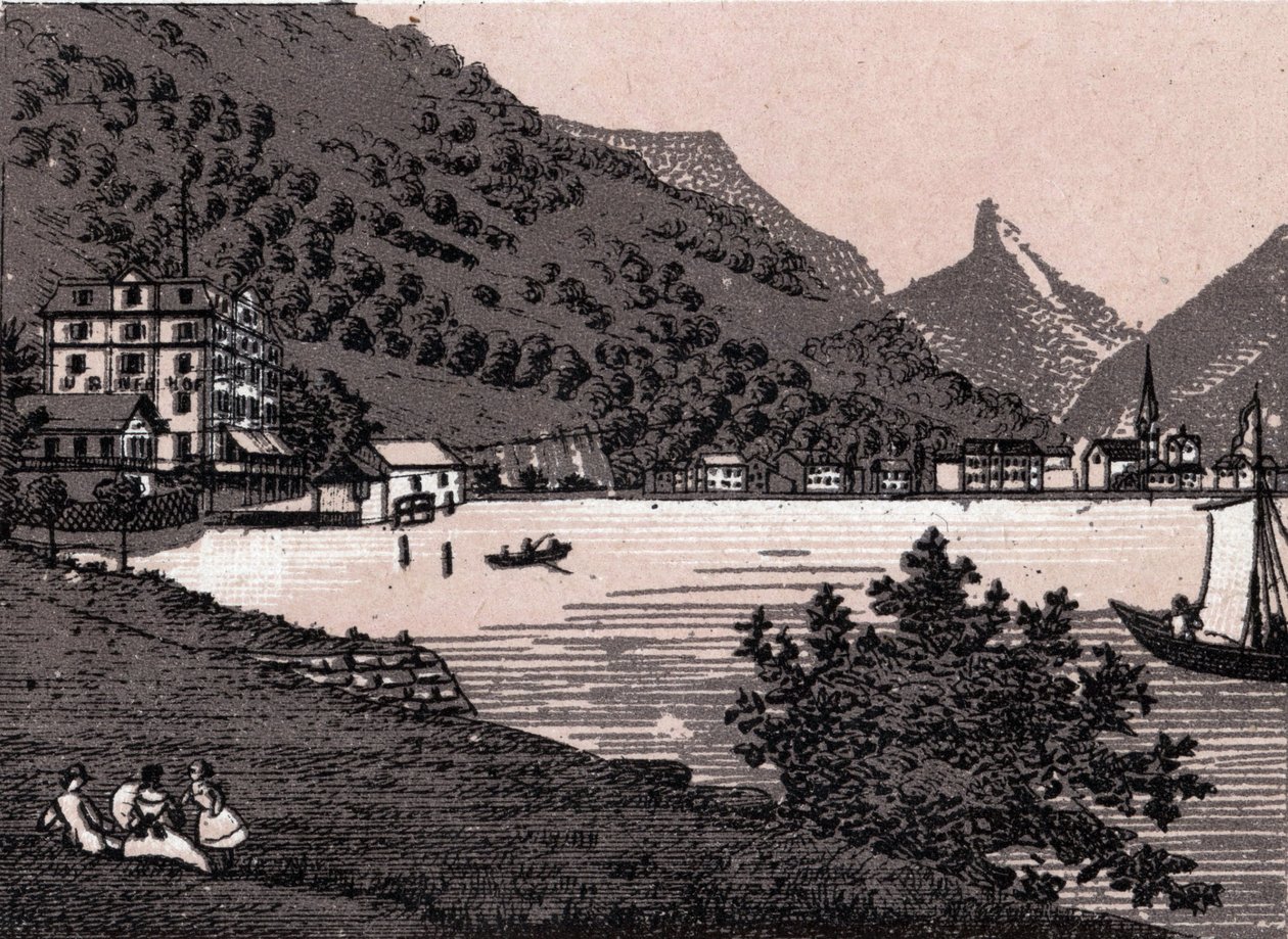 Schweiz: udsigt over byen Fluelen. i "" Verden illustrerer 168 visninger"" Udateret (slutningen af det 19. århundrede) af Unknown artist