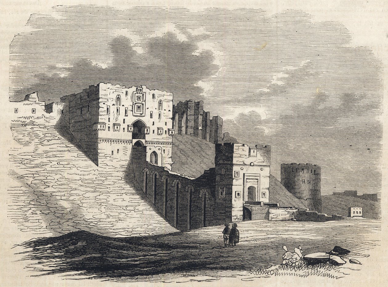 Syrien: byen Aleppo i det 19. århundrede - Citadel - Aleppo i Syrien - 1864 af Unknown artist