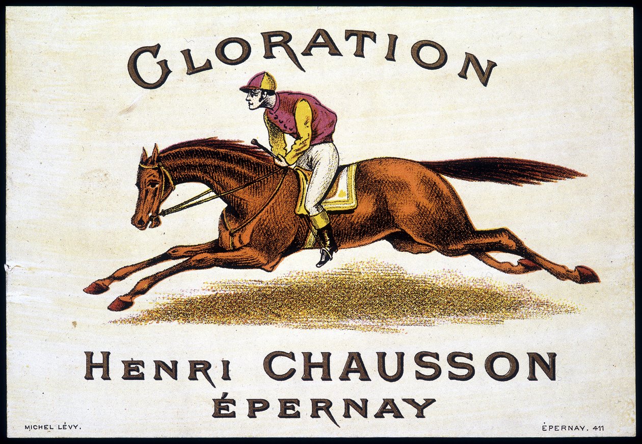 Tag af "" Glorination Henri Chausson Epernay"": ridning, sd. 19. århundrede. af Unknown artist