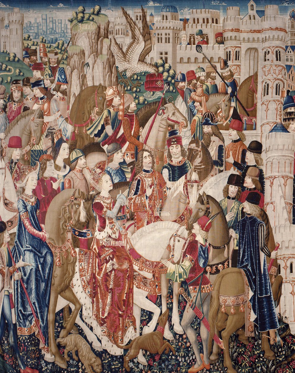 Tapet illustrerer Tarquinius Priscus. ca. 1475 (tæppe) af Unknown artist