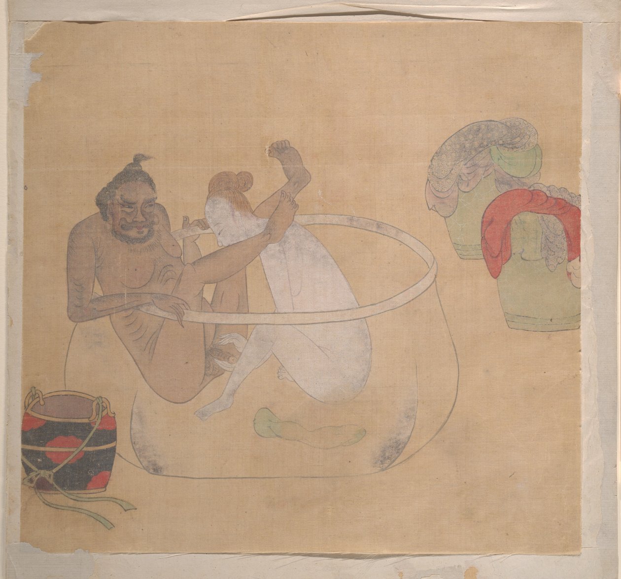 Tartarofficer med blondine af Unknown Artist