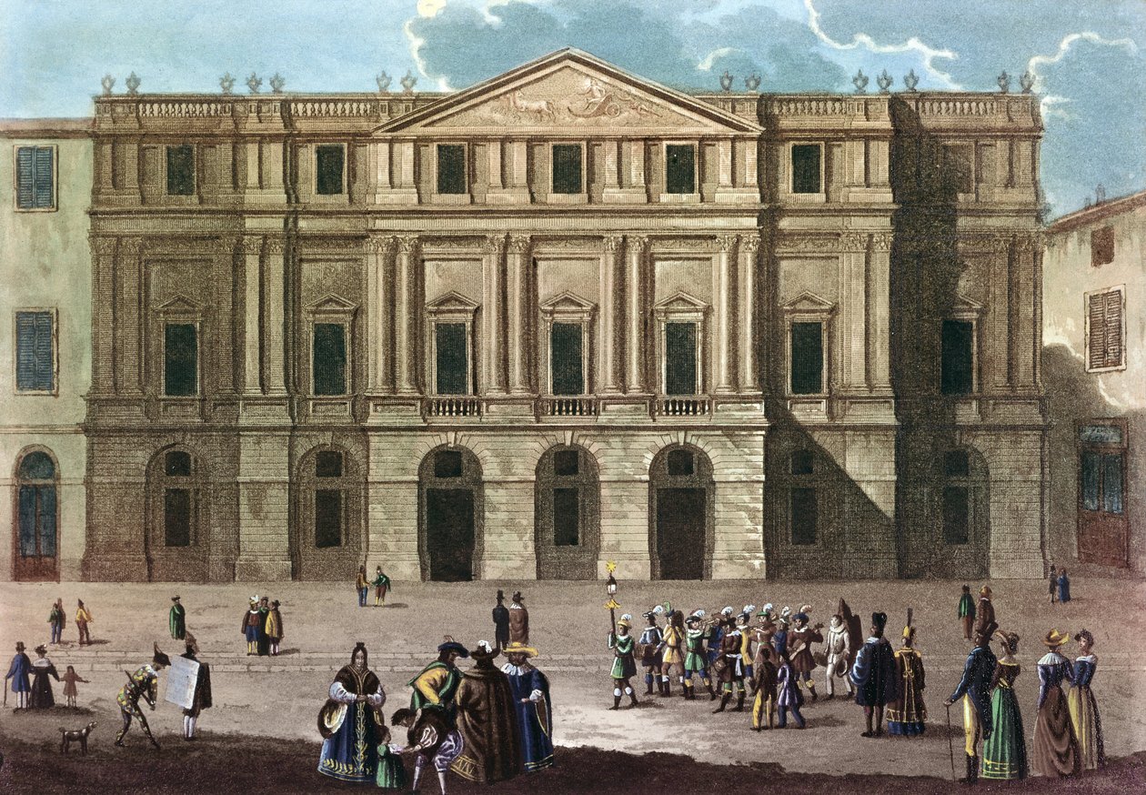 Teatro alla Scala i Milano i Italien i det 19. århundrede - Theatre la Scala i Milano af Unknown artist