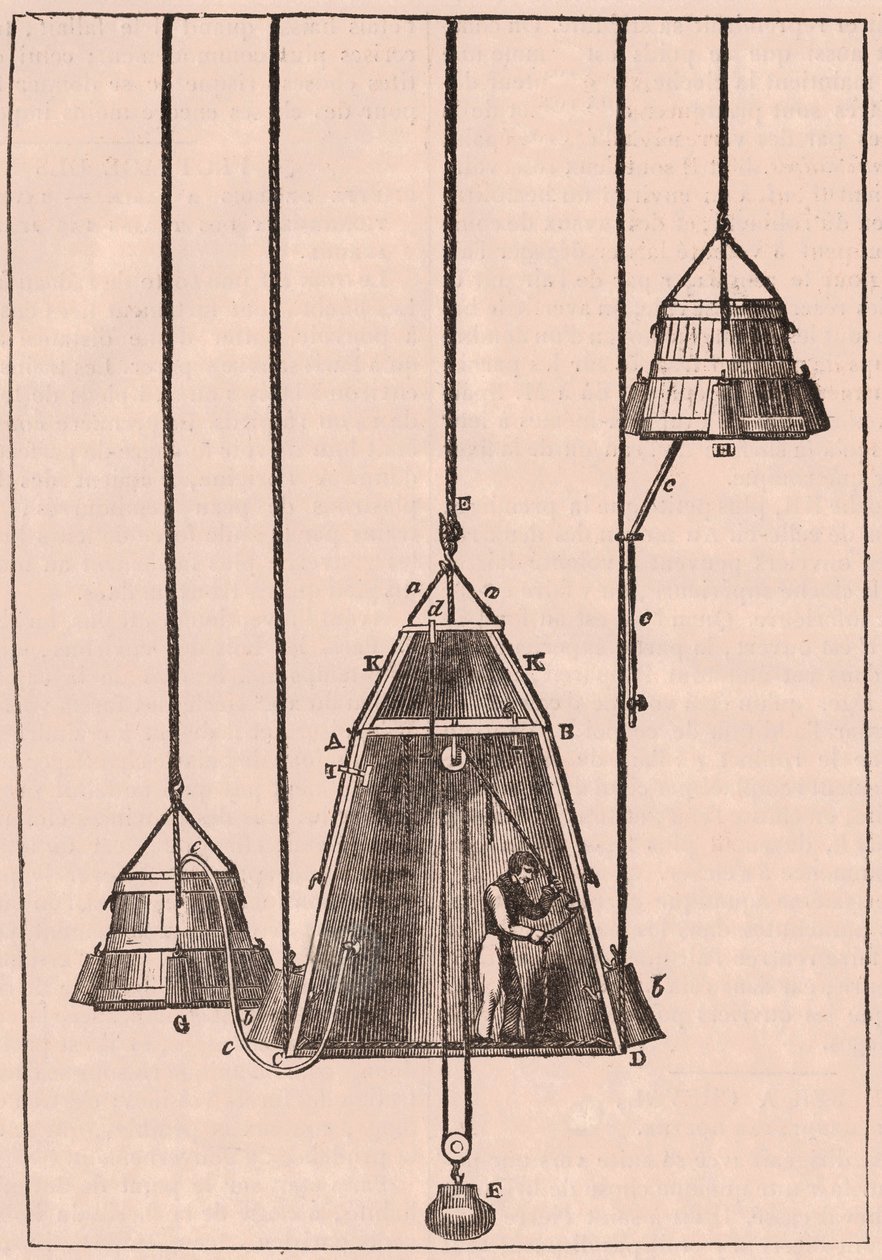 Teknisk snit af en dykkerklokke, ca.1833 af Unknown