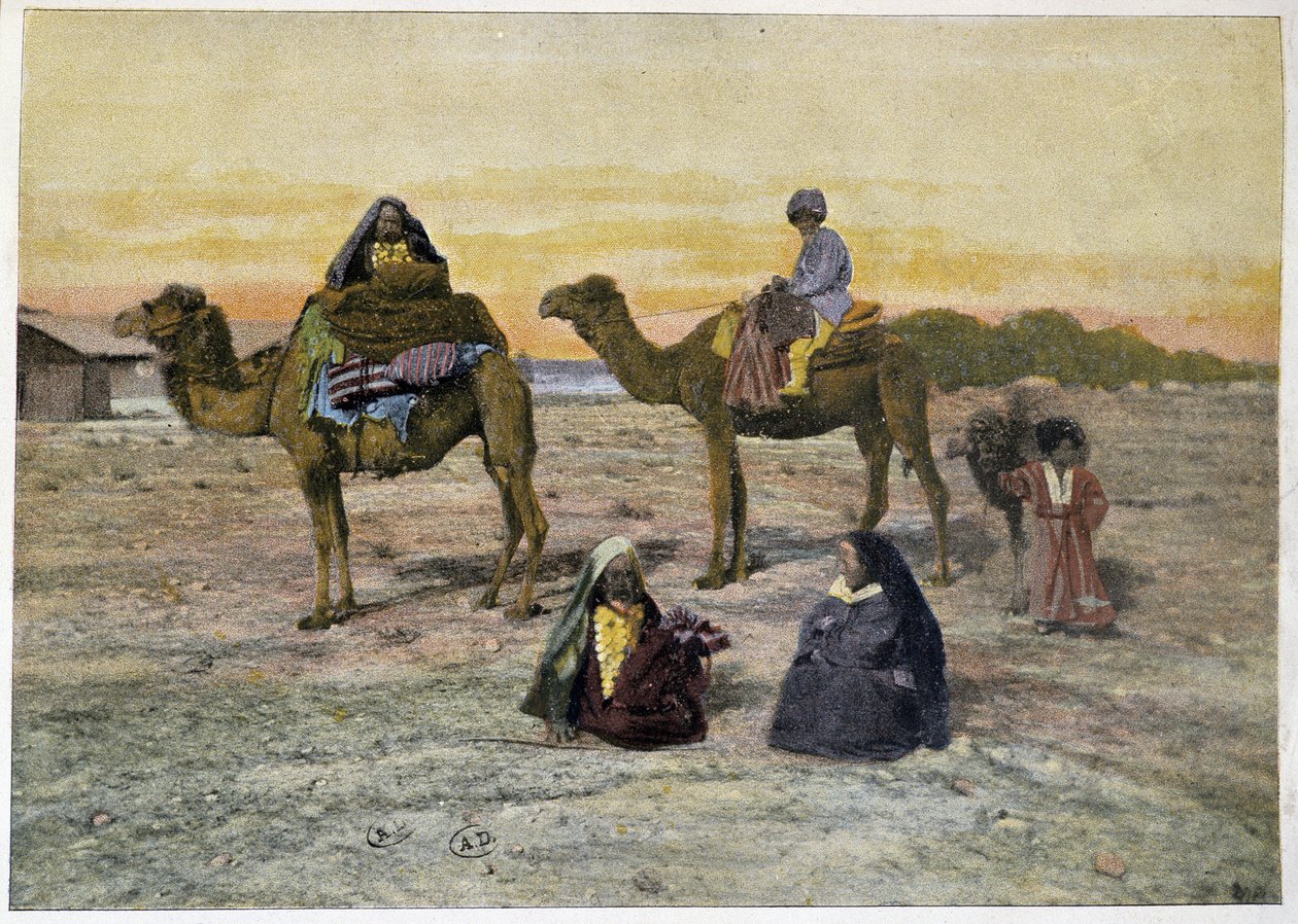 Tekes (russiske nomader) og deres kameler, slutningen af det 19. århundrede af Unknown artist