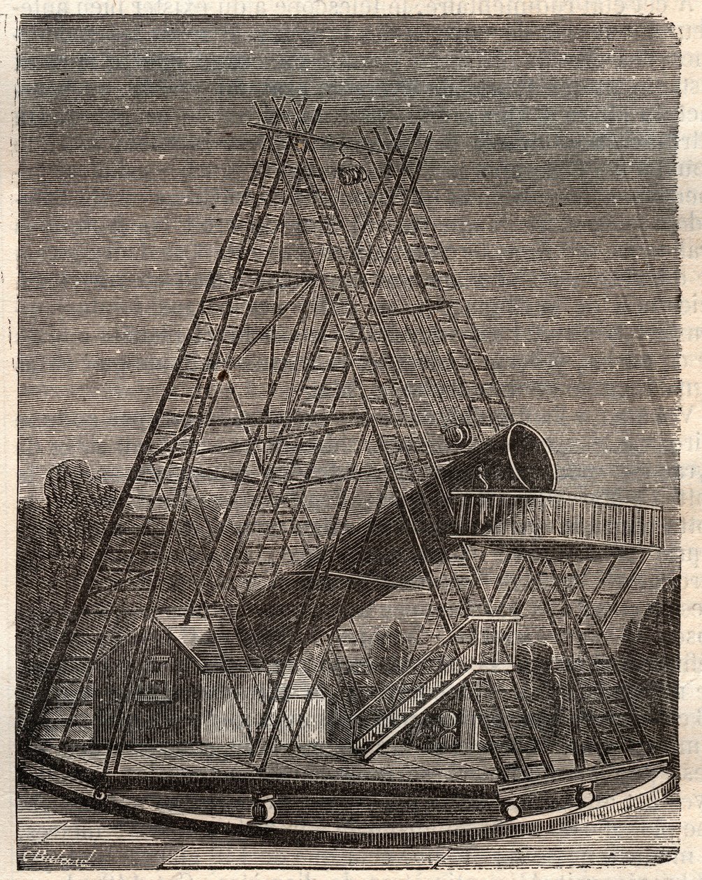 Teleskop af William Herschel (Friedrich Wilhelm Herschel af Unknown artist