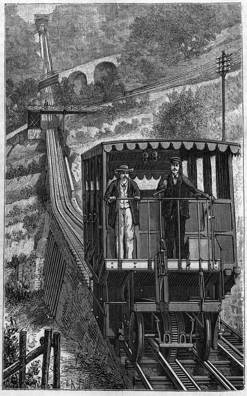 Territet Glion jernbane. Glion-linjen i Schweiz i 1884. af Unknown artist