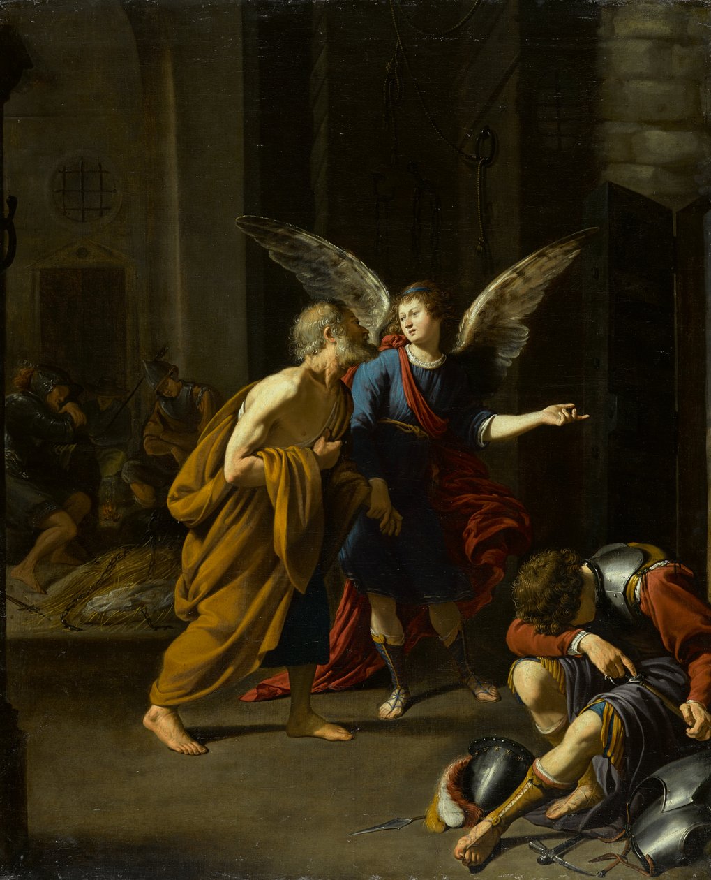 Englen befrier St. Peter fra fængslet, ca. 1625-1635 (olie på lærred) af Unknown artist