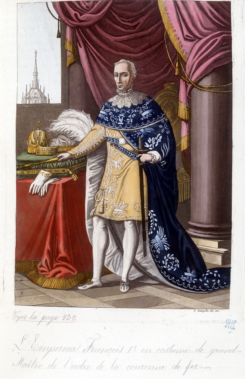 Den østrigske kejser Francois 1. (1768-1835) i kostume af Stormester af Jernkroneordenen. af Unknown artist