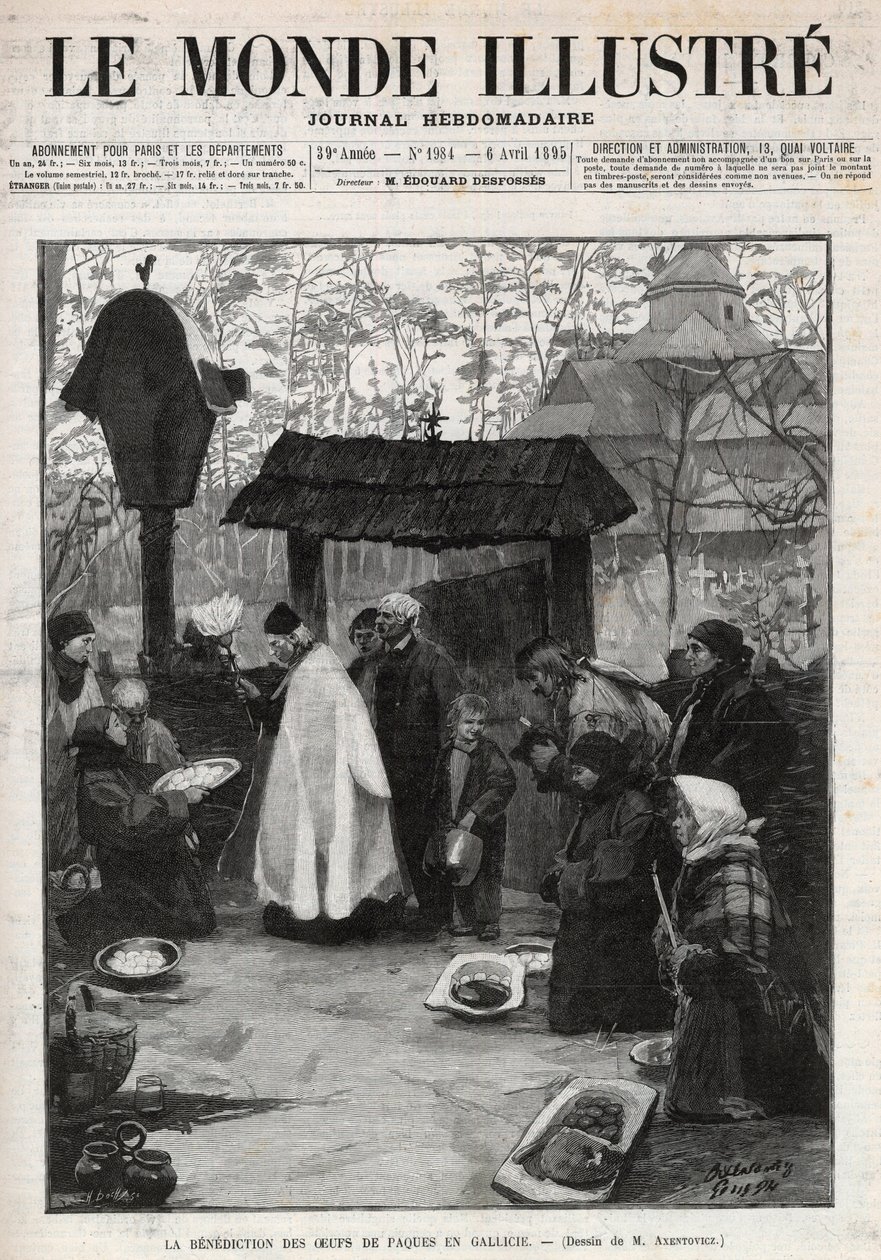 Velsignelsen af påskeæg i Galicien (Lille Rusland) - indgravering i "The Illustrious World"" fra 1895 af Unknown artist