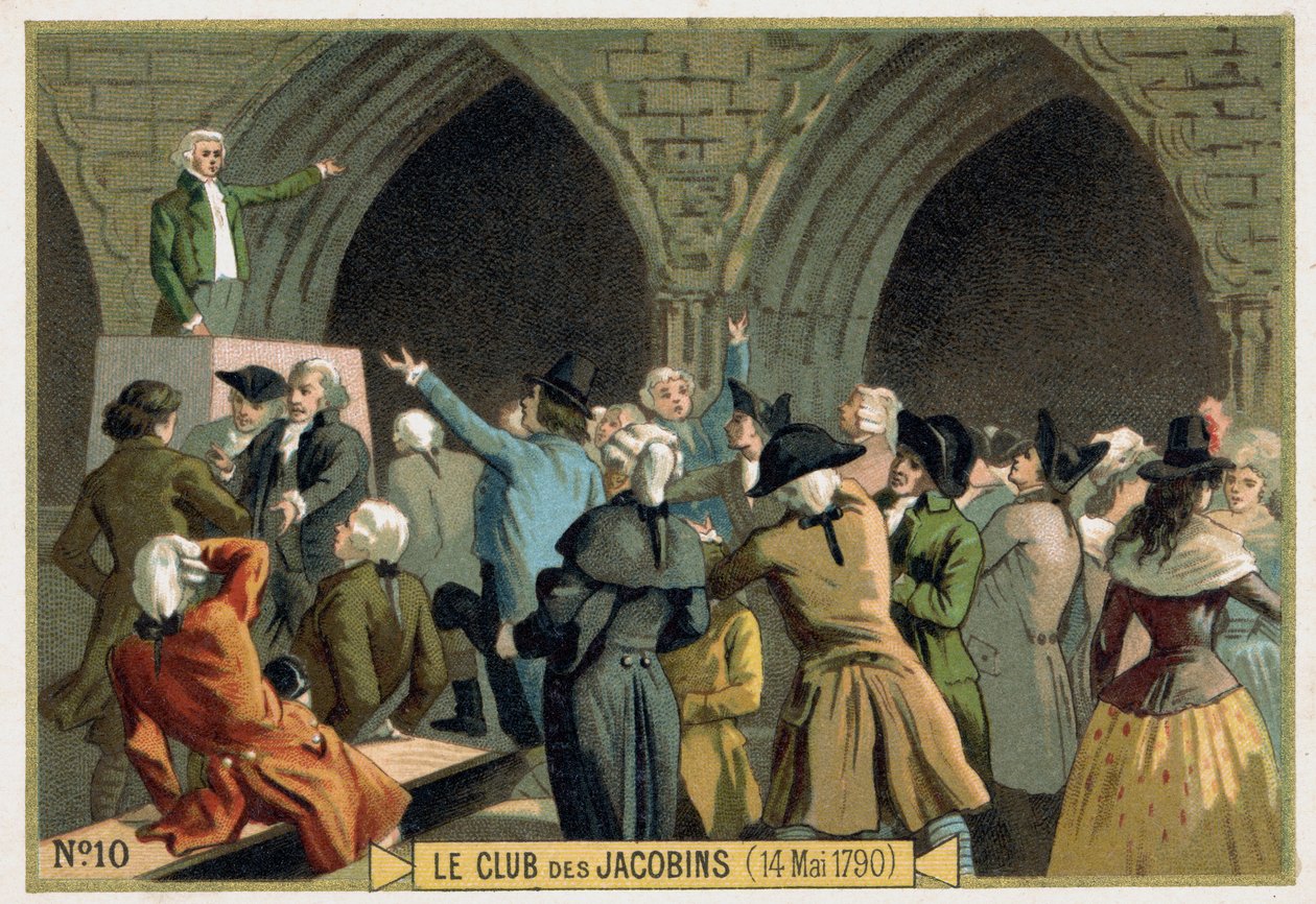 The Club of Jacobins (14/05/1790). 1800-tallets kromolitografi. af Unknown artist