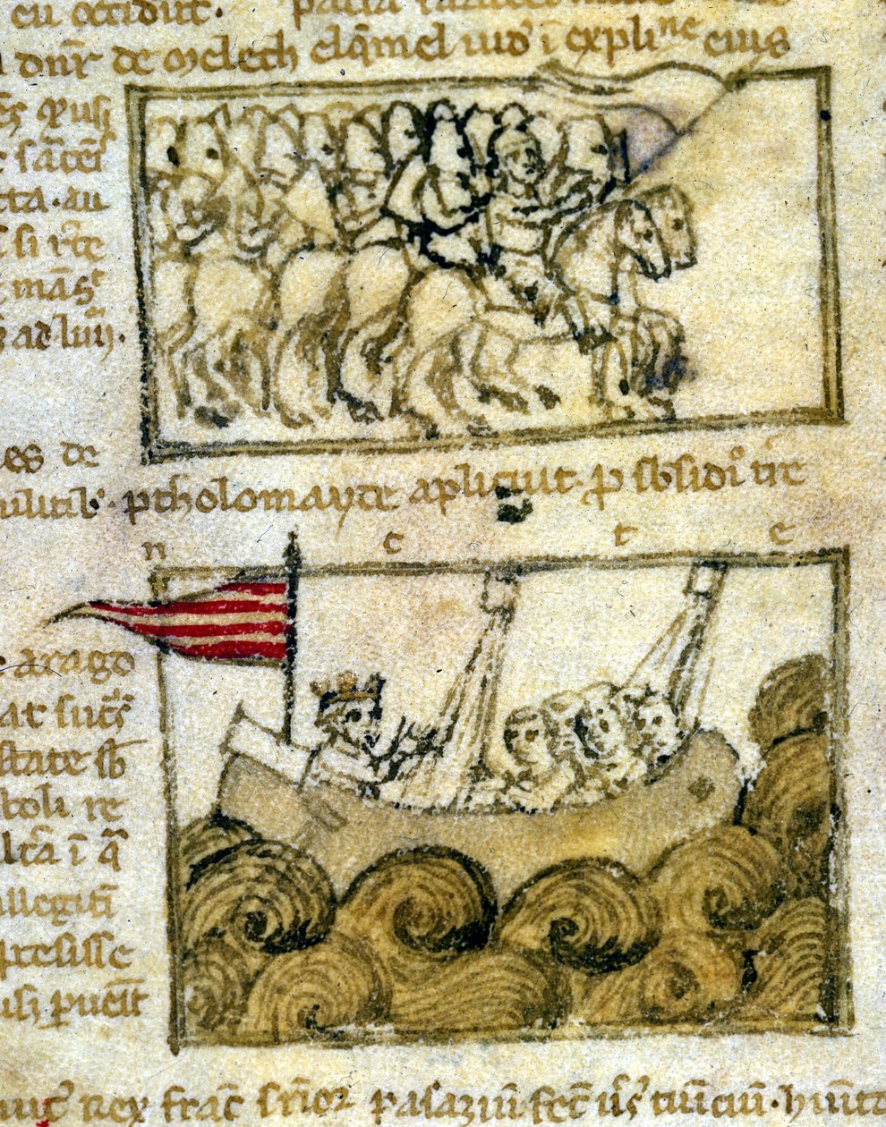 Korsfarerne rejser til det hellige land. Fra "Pilgrimsfærd til det hellige land". 12. århundredes manuskript. Marciana Bibliotek, Venedig af Unknown artist