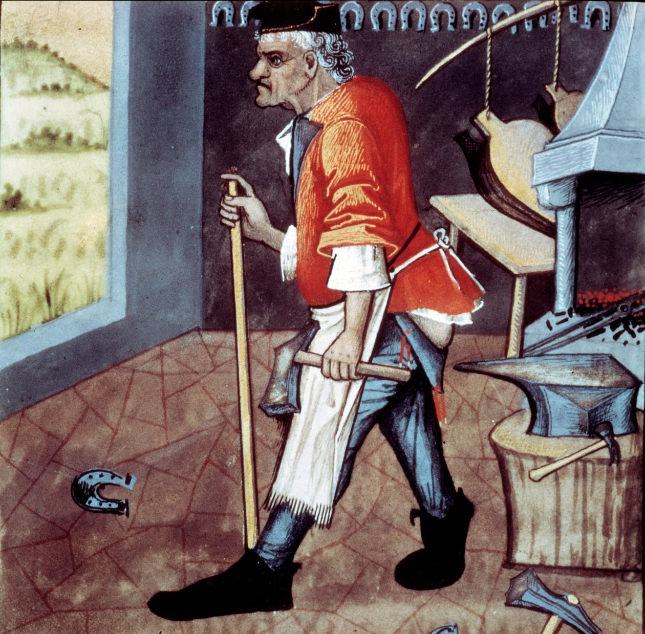 Detaljesmeden af en miniature fra det 15. århundrede. Paris, B.N. af Unknown artist