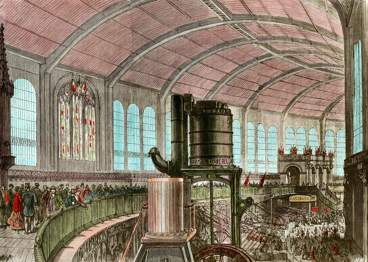 Eiffel Machine Gallery ved 1867 Universal Exhibition Gravering af det 19. århundrede af Unknown artist
