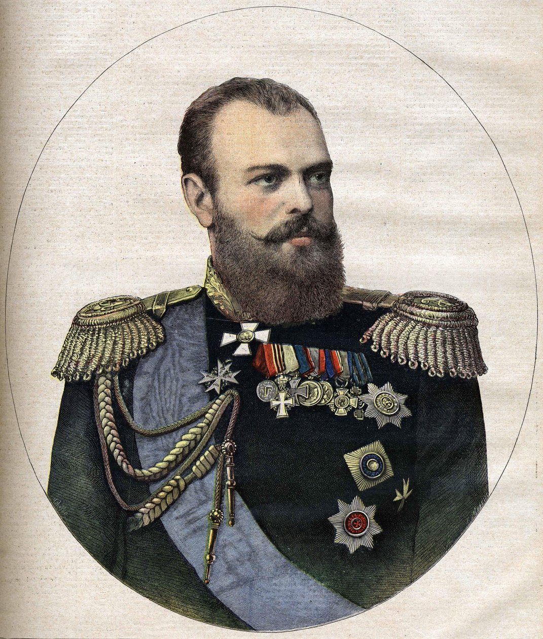 Kejseren (zaren) af Rusland Alexander III gravering af 1891 af Unknown artist